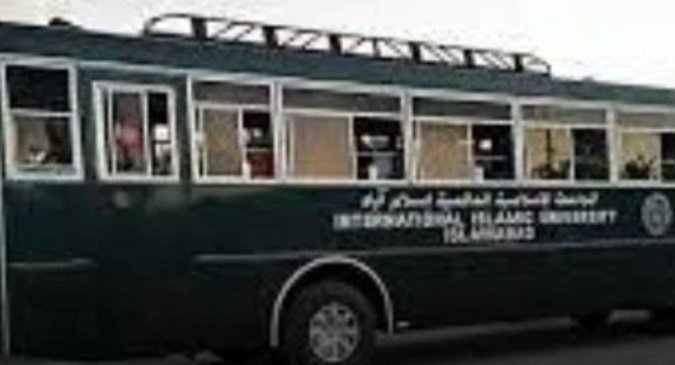 A government university bus rammed a motorcycle crushing a woman to death in Islamabad