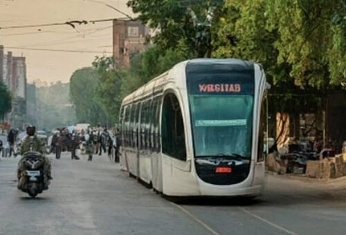 Tram in cattle market of lahore